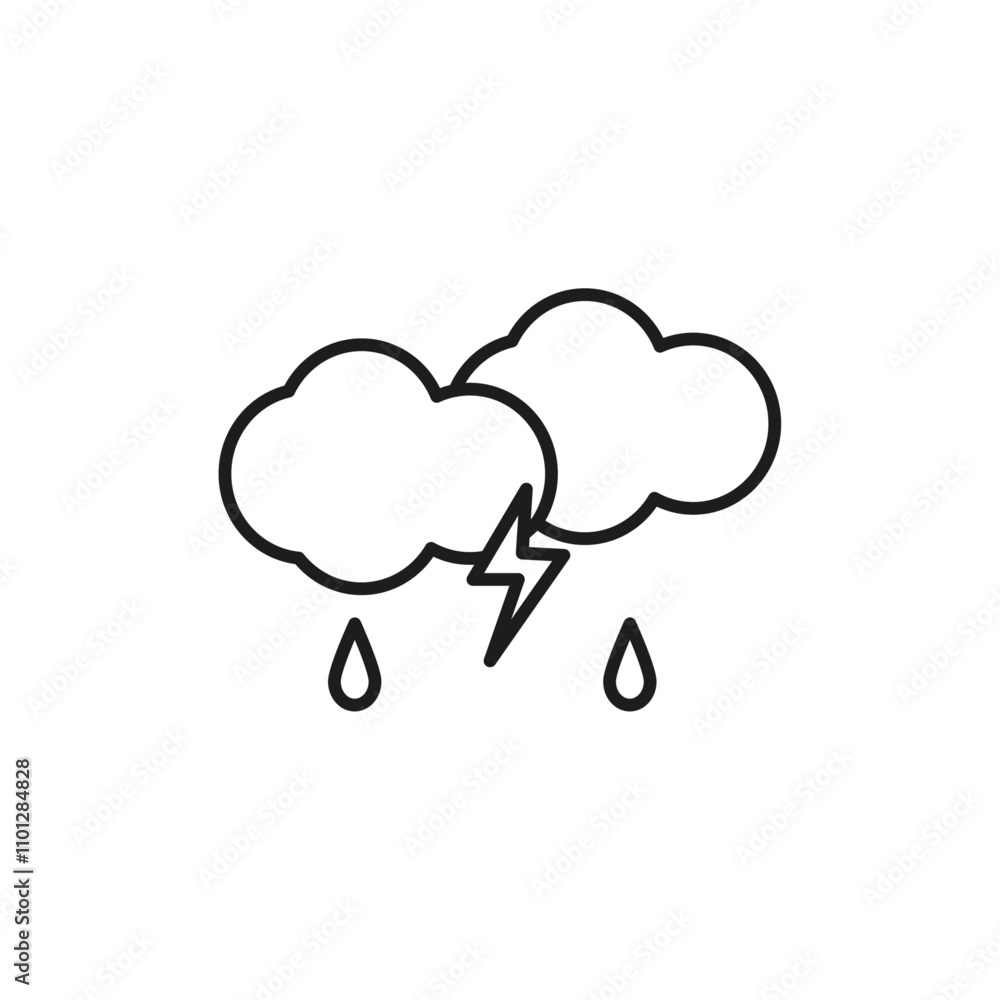 Thunderstorm icon Simple thin line flat symbol Thunderstorm icon Simple thin line flat symbol