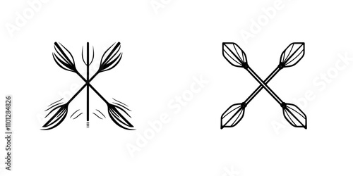 A flat icon showing two boat paddles or canoe oars, intended for use in nautical apps and websites.