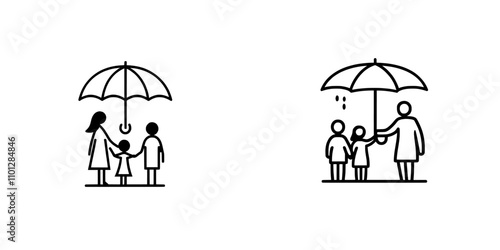 Contemporary icon for apps and websites depicting family or life insurance for a family flat.
