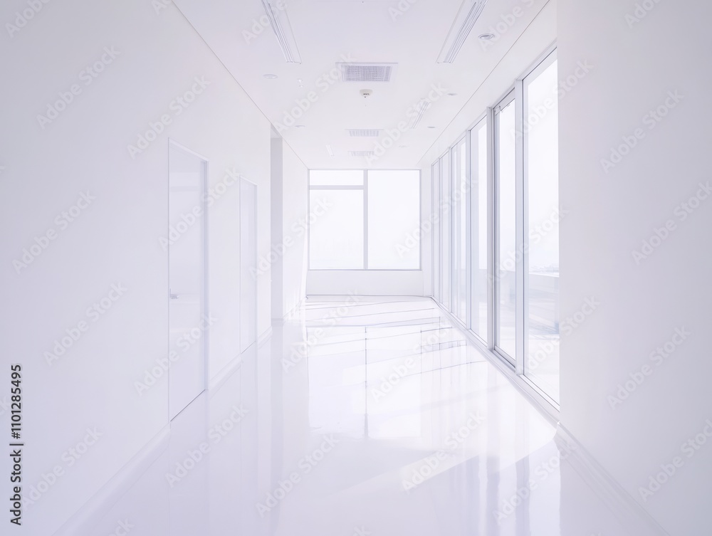 Fototapeta premium Modern Minimalist White Corridor Interior Design