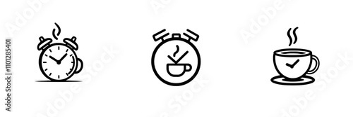 Contemporary icon featuring a coffee break, designed in line art style for use in apps and websites.