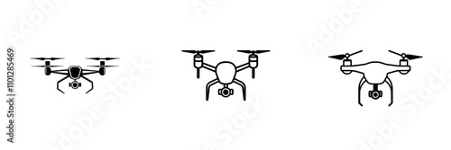 Icon for civilian aerial drone, designed for use in apps and websites.