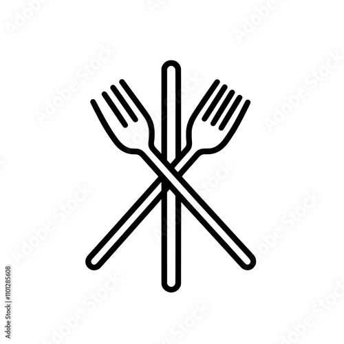 A flat design icon of a spoon and fork intended for apps and websites.