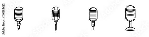 Line art icon for microphone speaker (speech-to-text) suitable for apps and websites.