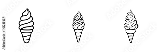 Single-scoop ice cream cone flat icon for apps and websites.