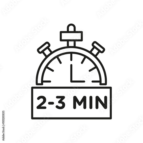 2 to 3 Minutes preparation icon Simple thin line flat symbol