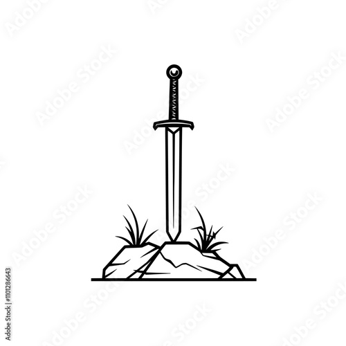 The iconic Excalibur, known as the sword in the stone, is now a modern emblem for games and websites.