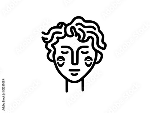 A world map in continuous line art depicting native people's faces, non-expanded, with stroke weight that can be edited.