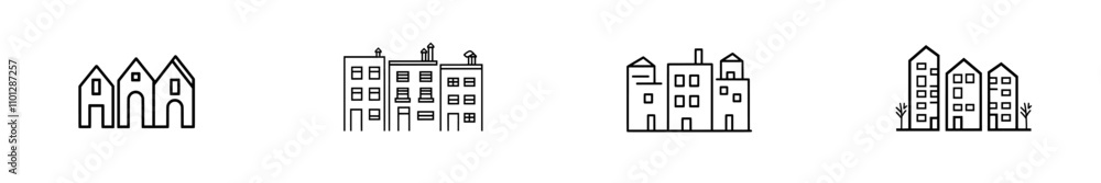 A single, unbroken line drawing of a minimalist green house in the city. This real estate concept features a dynamic, modern illustration in minimalism style on a white background. A single, unbroken line drawing of a minimalist green house in the city. This real estate concept features a dynamic, modern illustration in minimalism style on a white background.