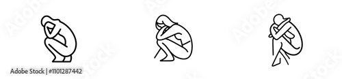 A continuous line drawing of a sad girl illustrates the stress and concerns people have regarding mental health.