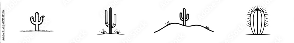 Obraz premium A continuous hand-drawn minimalist design of a long cactus in a single line, isolated on a white background as a modern banner illustration.