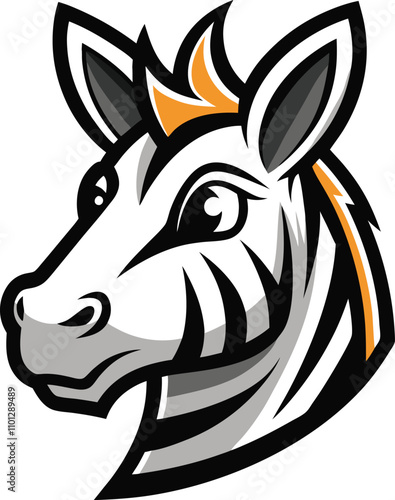 Stripes of Strength: A close-up portrait of a zebra's head logo mascot photo