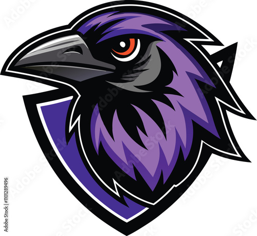 Purple Raven Mascot Logo 