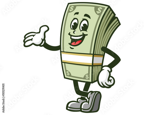Money Cash Cartoon Character Mascot Illustration Vector Clip-art Hand-drawn Logo Design