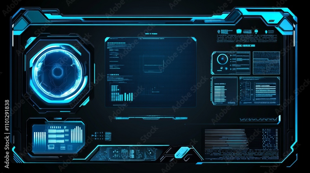 Imagine a futuristic interface with a computer screen showcasing a target and an arrow centered perfectly within it. The setting has a modern, blue tech backdrop with a line graph depicting growth, Imagine a futuristic interface with a computer screen showcasing a target and an arrow centered perfectly within it. The setting has a modern, blue tech backdrop with a line graph depicting growth,