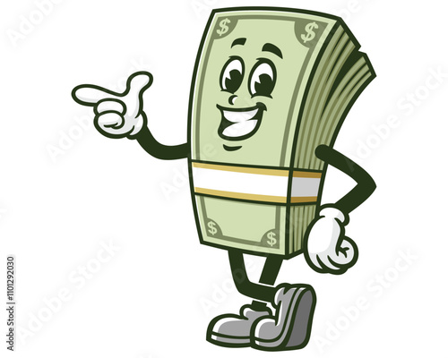 Smiling Money Cash,   Cartoon Character Mascot Illustration Vector Clip-art Hand-drawn Logo Design