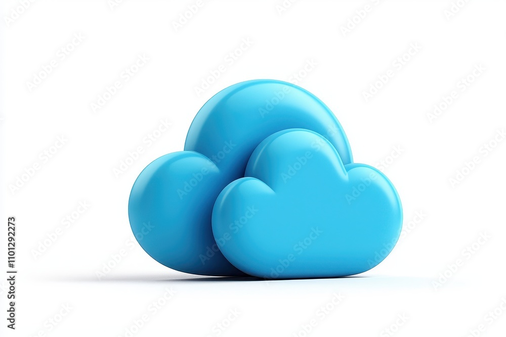 Fototapeta premium Blue Cartoon Clouds on White Background for Digital Design Projects