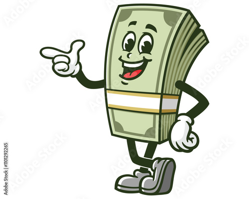 Money Cash without dollar sign,  Cartoon Character Mascot Illustration Vector Clip-art Hand-drawn Logo Design