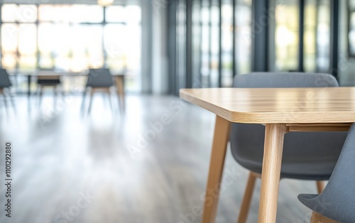 Modern Office Space with Wooden Table and Chairs photo