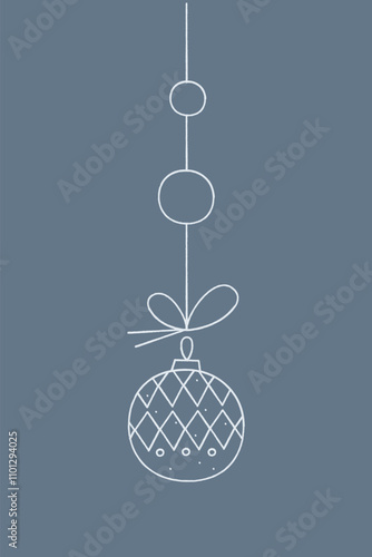 Christmas ball with diamond shapes on a string. Color clipart illustration.
