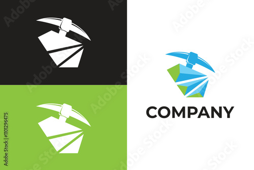 abstract letter e mining logo, mining logo, industry logo design, minimalist mininng logo