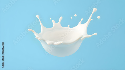 splashing milk isolated on blue background. photo