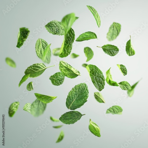 green mint falling leaves 