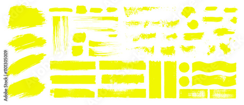 Yellow vector spicy food label bg. Crayon handdrawn brushstrokes. Yellow color Asian instant food package elements set. Brush marks, splatter sprinkles, pencil textures. Souce splatter, grainy strokes