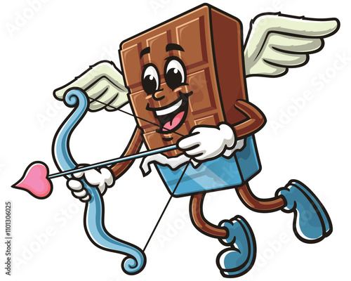Chocolate Bar with Cupid style,  Cartoon Character Mascot Illustration Vector Clip-art Hand-drawn Logo Design
