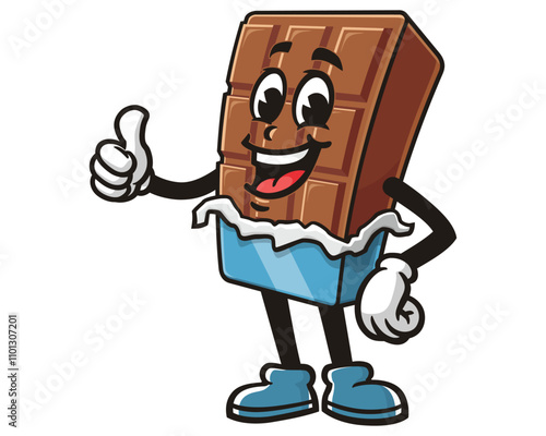 Chocolate Bar with thumb up pose,  Cartoon Character Mascot Illustration Vector Clip-art Hand-drawn Logo Design