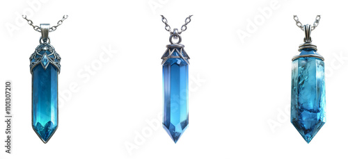 Elegant Blue Crystal Pendants with Chain Necklaces photo