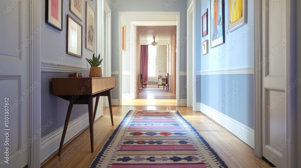 Fototapeta premium Elegant Light-Filled Hallway with Vintage Decor