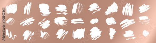 Vector hand drawn scratches for lottery scratch win tickets design. Various shapes grungy casino gambling card elements. White isolated scratch card brushstroke scribble textures. Rose gold background