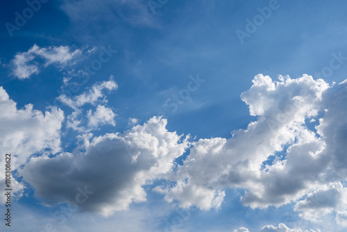 clouds and blue sunny sky, white clouds over blue sky, Aerial view, nature blue sky white cleat weather.