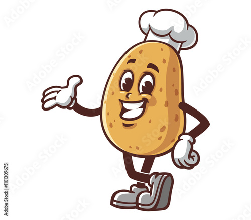 Smiling Potato Cartoon Mascot Illustration Character Vector Clip-art hand-drawn Logo Design