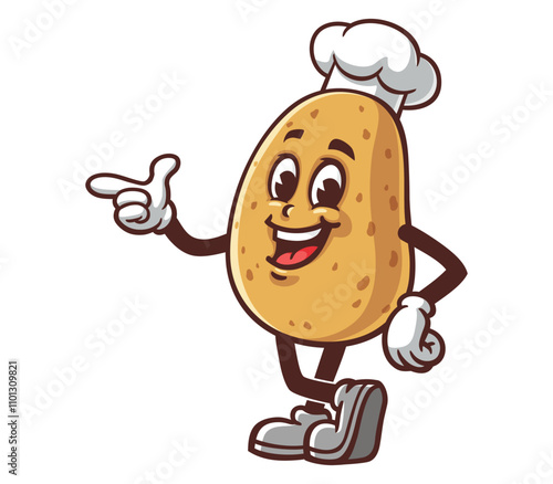 Potato with idea pose,  Cartoon Mascot Illustration Character Vector Clip-art hand-drawn Logo Design