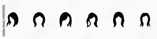 Woman long hair icon set, Female hair icon, Woman long hair icon for beauty salon, Hair icon, Hair Style Variety Women Wig