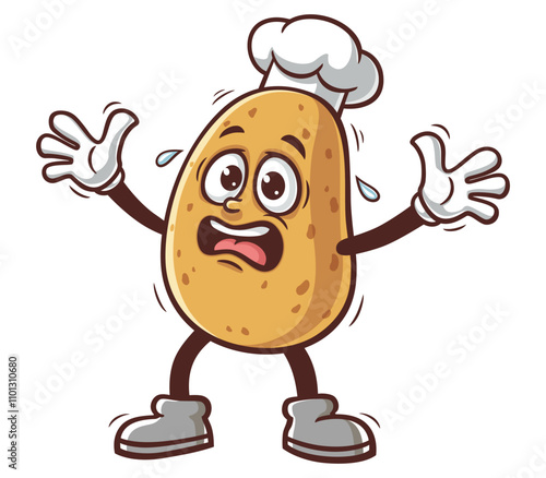 Panic Potato Cartoon Mascot Illustration Character Vector Clip-art hand-drawn Logo Design