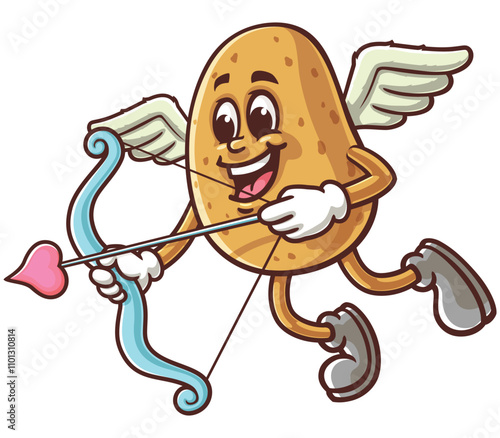 Potato with Cupid style,  Cartoon Mascot Illustration Character Vector Clip-art hand-drawn Logo Design