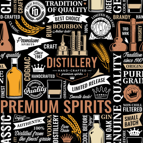 Alcoholic beverages seamless pattern