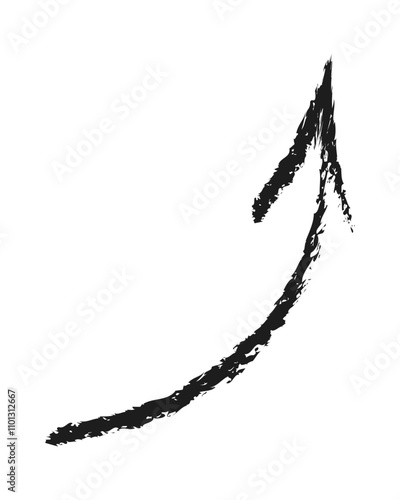 Сharcoal arched arrow up. Hand drawn arrow.