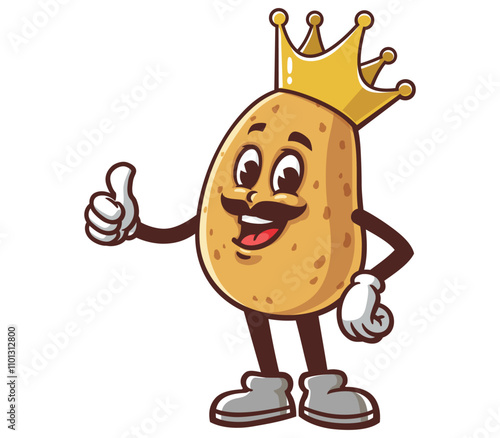 Potato King,  Cartoon Mascot Illustration Character Vector Clip-art hand-drawn Logo Design
