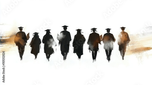 Graduates Walking Away, Commencement Ceremony, Education, Future