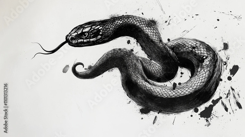 Dynamic Brushstrokes Abstract Snake in Motion photo