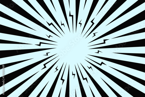 Sunburst  pop art,Comic book style background with sunbeam rays,latar kartun manga art vintage vector ilustration