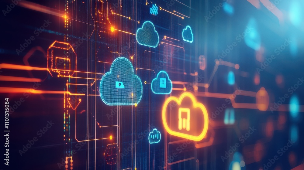 Futuristic Cloud Computing and Network Security Concept Futuristic Cloud Computing and Network Security Concept