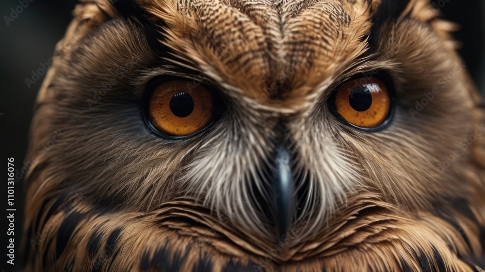 Portrait photo of an owl. Close-up of an owl eye's. Amazing scene of wild animals Portrait photo of an owl. Close-up of an owl eye's. Amazing scene of wild animals