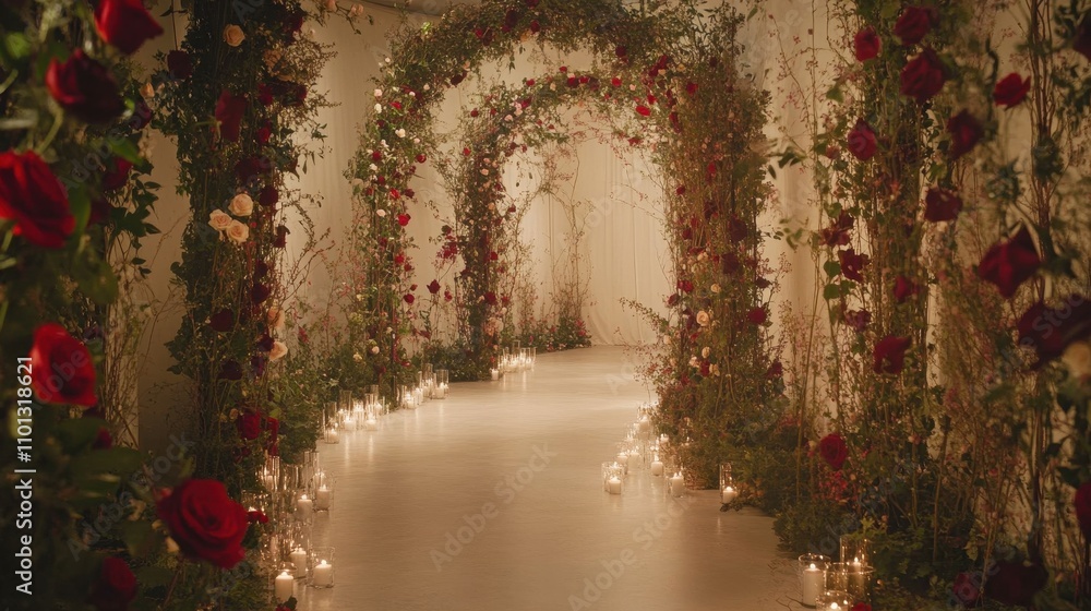 Fototapeta premium Enchanted Floral Archway: A Magical Pathway to Romance