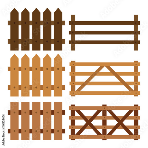 Set of Different Fences Vector Illustration