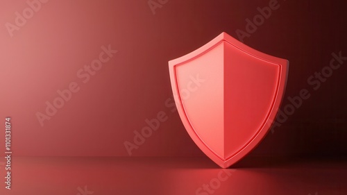 Anti tracking and security concept. Red shield on a minimalistic background symbolizing protection. photo